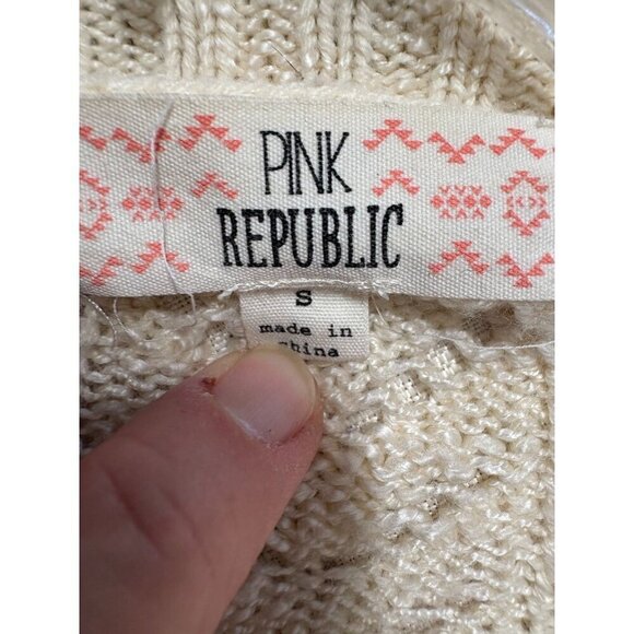Pink Republic Beige Open-Front Knit Cardigan Sweater Women's Small Neutral Light - Picture 8 of 10